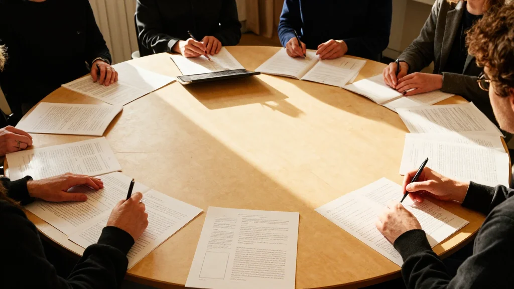Persönlichkeitsprofile auf Teamworkshop-Tischen ausgebreitet